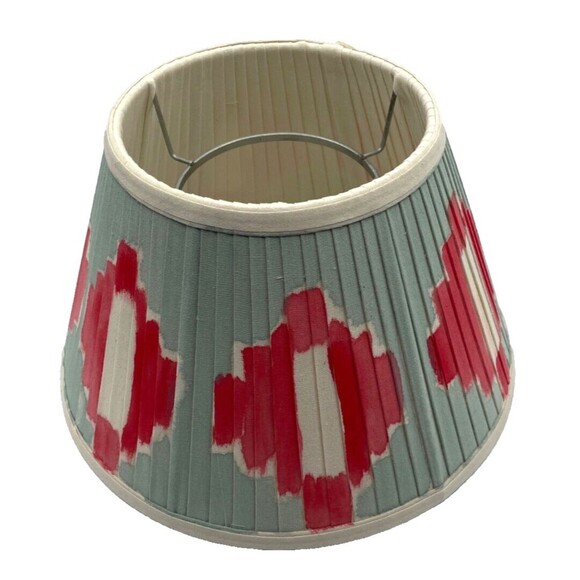 Custom Hand Painted Pleated Fabric Lamp Shade IKAT European Hardware 8" x 13" - Picture 4 of 16